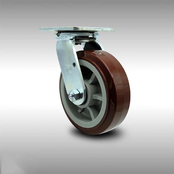 6 Inch Stainless Steel Polyurethane Wheel Swivel Caster with Ball Bearing SCC